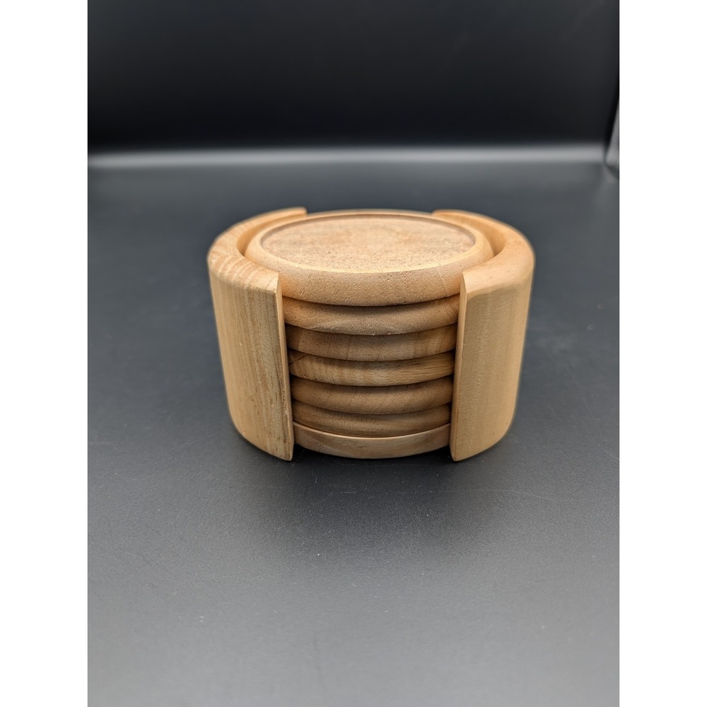 Kamenstein Wood Trim Cork Base 6 Piece Coaster Set